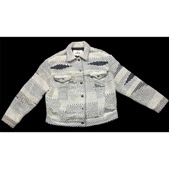 Levi's Made & Crafted Tribal Trucker Fringe Boxy Jacket Size 1 Unisex Blue White - Picture 8 of 10